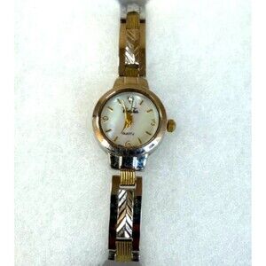Vanity Fair Ladies' Two-Tone Quartz Watch, Mother of Pearl Dial, NEW BATTERY